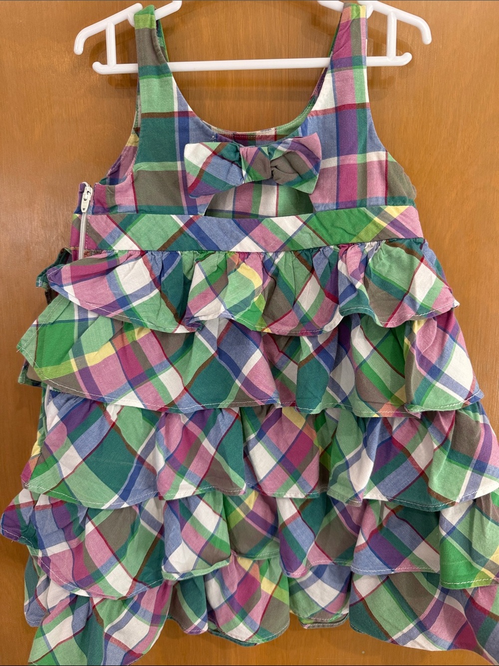Ralph Lauren Green Pink Blue Plaid Ruffle Dress - Picture 2 of 3